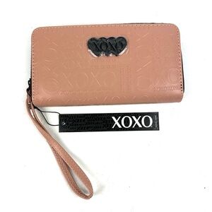 XOXO Wallet Blush Pink Hearts Zip Around Accordion Clutch Brand New